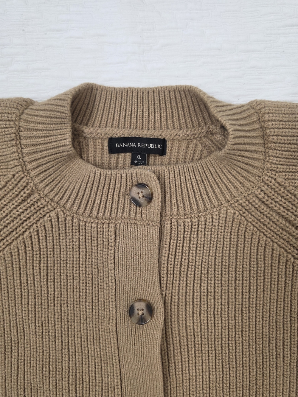 Banana Republic Camel Ribbed Button-Front Cardigan